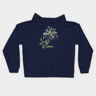 Snake Palms - Light Blue/Gold Kids Hoodie